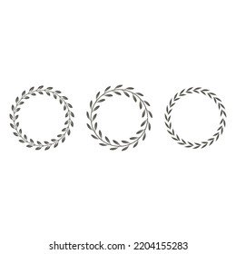 Leaf floral wreath set. Circle frame template with leaves and branches.