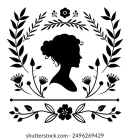 Leaf Flourishes Silhouette, Floral Dividers, Plant Line, Borders, Flower Vector Art