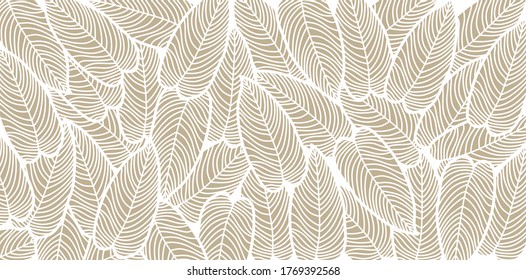 Leaf and flower background vector. Tropical pattern design for packaging, wallpaper and print, Vector illustration.