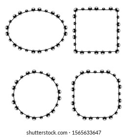 leaf and flower border motif. frame theme of vines. delimiter for text or banners with isolated white backgrounds.