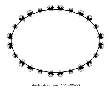 leaf and flower border motif. frame theme of vines. delimiter for text or banners with isolated white backgrounds.