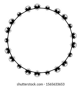 leaf and flower border motif. frame theme of vines. delimiter for text or banners with isolated white backgrounds.