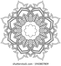 Leaf Flower Coloring Mandala Art Simple Mandala Shape Vector Floral Oriental Outline Flower Vintage Decorative Elements Pattern Illustration Islam Arabic Indian Turkish Mystic Religion Morals Lotus