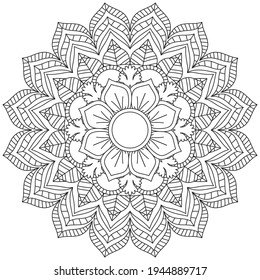 Leaf Flower Coloring Mandala Art Simple Mandala Shape Vector Floral Oriental Outline Flower Vintage Decorative Elements Pattern Illustration Islam Arabic Indian Turkish Mystic Religion Morals Lotus