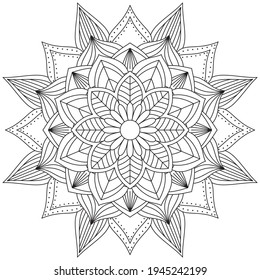 Leaf Flower Coloring Mandala Art Simple Mandala Shape Vector Floral Oriental Outline Flower Vintage Decorative Elements Pattern Illustration Islam Arabic Indian Turkish Mystic Religion Morals Lotus