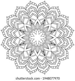 Leaf Flower Coloring Mandala Art Simple Mandala Shape Vector Floral Oriental Outline Flower Vintage Decorative Elements Pattern Illustration Islam Arabic Indian Turkish Mystic Religion Morals Lotus