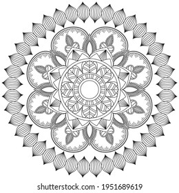 Leaf Flower Coloring Mandala Art Simple Mandala Shape Vector Floral Oriental Outline Flower Vintage Decorative Elements Pattern Illustration Islam Arabic Indian Turkish Mystic Religion Morals Lotus