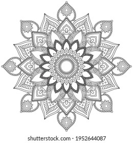 Leaf Flower Coloring Mandala Art Simple Mandala Shape Vector Floral Oriental Outline Flower Vintage Decorative Elements Pattern Illustration Islam Arabic Indian Turkish Mystic Religion Morals Lotus
