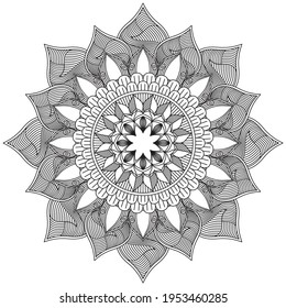 Leaf Flower Coloring Mandala Art Simple Mandala Shape Vector Floral Oriental Outline Flower Vintage Decorative Elements Pattern Illustration Islam Arabic Indian Turkish Mystic Religion Morals Lotus