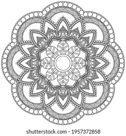 Leaf Flower Coloring Mandala Art Simple Mandala Shape Vector Floral Oriental Outline Flower Vintage Decorative Elements Pattern Illustration Islam Arabic Indian Turkish Mystic Religion Morals Lotus