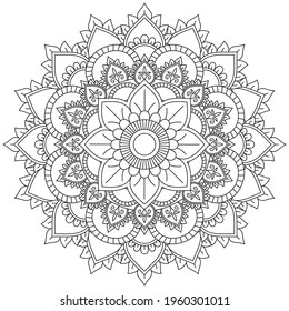 Leaf Flower Coloring Mandala Art Simple Mandala Shape Vector Floral Oriental Outline Flower Vintage Decorative Elements Pattern Illustration Islam Arabic Indian Turkish Mystic Religion Morals Lotus
