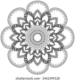 Flor de hojas Coloración Mandala Arte Forma gráfica Simple Vector Floral Esquema oriental Flor Vintage Elementos decorativos Patrón Ilustración Islam Árabe India Turco Mística Religión Morales Lotus
