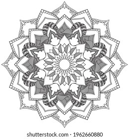 Leaf Flower Coloring Mandala Art Simple Graphic Shape Vector Floral Oriental Outline Flower Vintage Decorative Elements Pattern Illustration Islam Arabic Indian Turkish Mystic Religion Morals Lotus