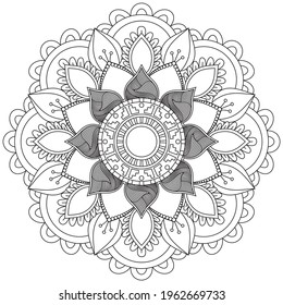 Leaf Flower Coloring Mandala Art Simple Graphic Shape Vector Floral Oriental Outline Flower Vintage Decorative Elements Pattern Illustration Islam Arabic Indian Turkish Mystic Religion Morals Lotus