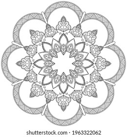 Leaf Flower Coloring Mandala Art Simple Graphic Shape Vector Floral Oriental Outline Flower Vintage Decorative Elements Pattern Illustration Islam Arabic Indian Turkish Mystic Religion Morals Lotus