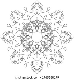 Leaf Flower Coloring Mandala Art Simple Graphic Shape Vector Floral Oriental Outline Flower Vintage Decorative Elements Pattern Illustration Islam Arabic Indian Turkish Mystic Religion Morals Lotus