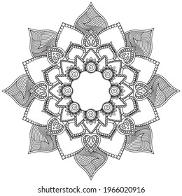 Leaf Flower Coloring Mandala Art Simple Graphic Shape Vector Floral Oriental Outline Flower Vintage Decorative Elements Pattern Illustration Islam Arabic Indian Turkish Mystic Religion Morals Lotus