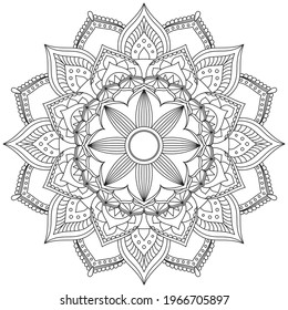 Leaf Flower Coloring Mandala Art Simple Graphic Shape Vector Floral Oriental Outline Flower Vintage Decorative Elements Pattern Illustration Islam Arabic Indian Turkish Mystic Religion Morals Lotus