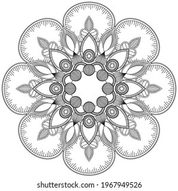Leaf Flower Coloring Mandala Art Simple Graphic Shape Vector Floral Oriental Outline Flower Vintage Decorative Elements Pattern Illustration Islam Arabic Indian Turkish Mystic Religion Morals Lotus
