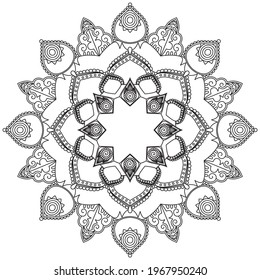 Leaf Flower Coloring Mandala Art Simple Graphic Shape Vector Floral Oriental Outline Flower Vintage Decorative Elements Pattern Illustration Islam Arabic Indian Turkish Mystic Religion Morals Lotus