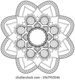 Leaf Flower Coloring Mandala Art Simple Graphic Shape Vector Floral Oriental Outline Flower Vintage Decorative Elements Pattern Illustration Islam Arabic Indian Turkish Mystic Religion Morals Lotus
