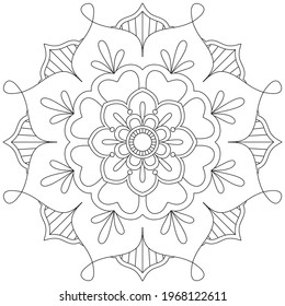 Leaf Flower Coloring Mandala Art Simple Graphic Shape Vector Floral Oriental Outline Flower Vintage Decorative Elements Pattern Illustration Islam Arabic Indian Turkish Mystic Religion Morals Lotus