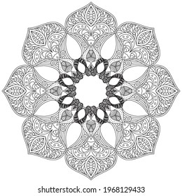 Leaf Blume Farbe Mandala Kunst einfache grafische Form Vektorflorale Orientalische Outline Blume Vintage Dekorative Elemente Muster Illustration Islam Arabische indische türkische Religion Morals Lotus