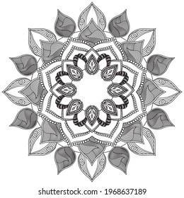 Leaf Flower Coloring Mandala Art Simple Graphic Shape Vector Floral Oriental Outline Flower Vintage Decorative Elements Pattern Illustration Islam Arabic Indian Turkish Mystic Religion Morals Lotus
