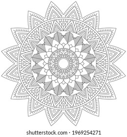 Leaf Flower Coloring Mandala Art Simple Graphic Shape Vector Floral Oriental Outline Flower Vintage Decorative Elements Pattern Illustration Islam Arabic Indian Turkish Mystic Religion Morals Lotus