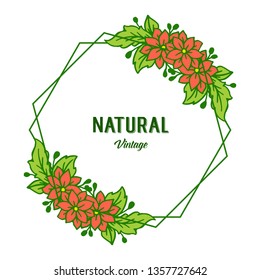Leaf and flower frame in natural vintage style Vector illustration for cards