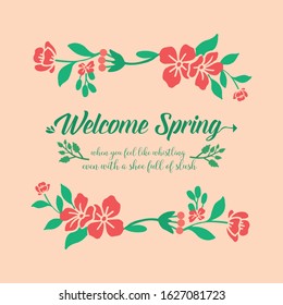 Leaf and flower frame seamless design, for welcome spring greeting card design. Vector