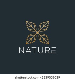 Leaf Flower Gold Luxury Elegant Decorative Mandala Minimalism Vector Logo Template