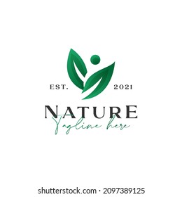 Leaf Flower Green Gradient Logo Template Isolated in White Background
