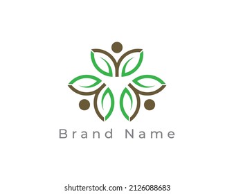Leaf Flower and human Logo symbol . Vector logo template