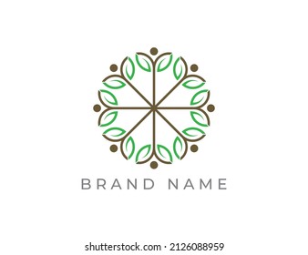 Leaf Flower and human Logo symbol . 