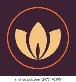 Icono de flor de hoja abstracto hermoso diseño de Ilustración vectorial de fondo marrón