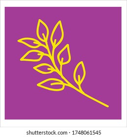 leaf flower line art vector on purple background eps10