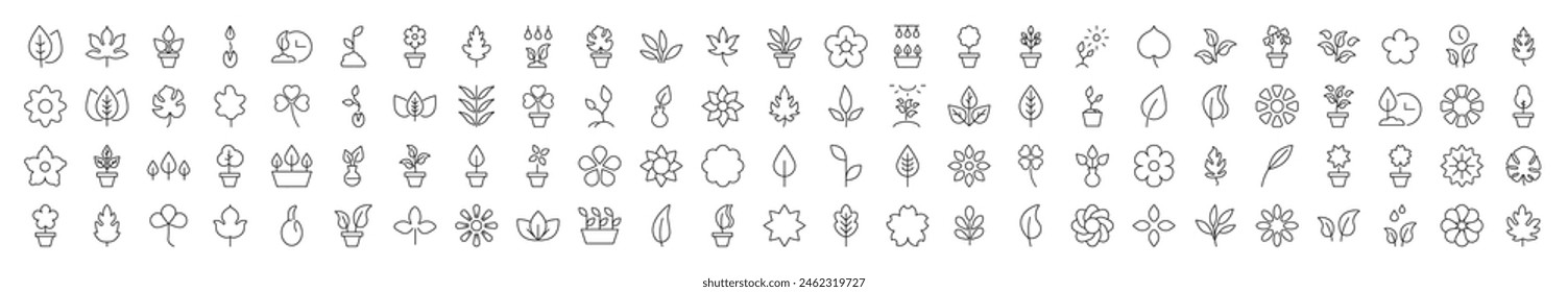 Leaf and Flower Line Icon Set. Perfect for design, infographics, web sites, apps