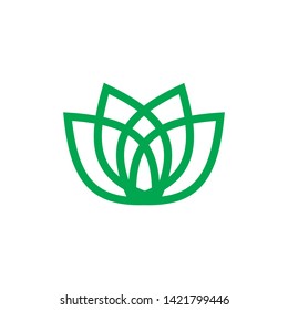 leaf flower line logo design
