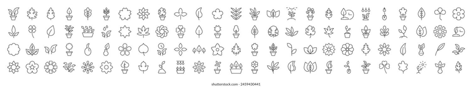 Leaf and Flower Linear Icons. Perfect for design, infographics, web sites, apps. 