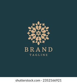 leaf and flower logo design Elegant Luxurious Pattern Motif