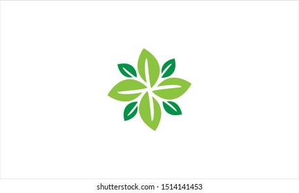 Leaf flower logo flat icon vector template
