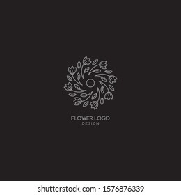 Leaf Flower Logo Icon Design Template. Elegant, Luxury, Flower, Premium, Spa, Cosmetic, Boutique, Florist, Fashion, Modern Vector Illustration