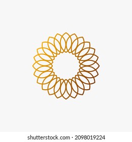 leaf and flower mandala line art vector logo design