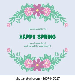 Leaf and flower Ornate frame, for happy spring poster design. Vector