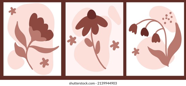 Leaf and flower pattern design in green yellow purple tones. Vector illustration modern design.	