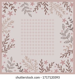 leaf and flower pattern with ornament for scarf pattern design