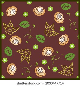 Escarcha de patrón de flores y hojas. para las andanas, pareos, almohadas y para el diseño textil doméstico, pañuelos textiles, mantas, tejidos, alfombras, almohadas, hijabs, servilletas