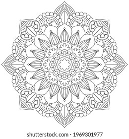 Leaf Flower Petal Coloring Mandala Art Simple Graphic Shape Vector Floral Oriental Outline Vintage Decorative Elements Pattern Illustration Islam Arabic Indian Turkish Mystic Religion Morals Lotus