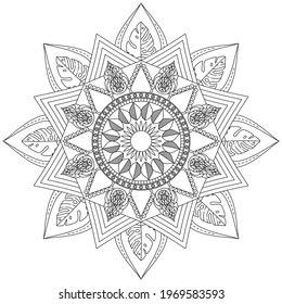 Leaf Flower Petal Coloring Mandala Art Simple Graphic Shape Vector Floral Oriental Outline Vintage Decorative Elements Pattern Illustration Islam Arabic Indian Turkish Mystic Religion Morals Lotus